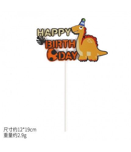 Birthday Hat Yellow Dinosaur Hb Cake Topper
